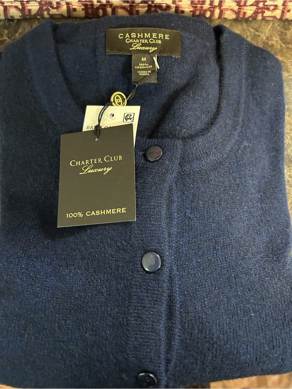 Charter Club Men's Cashmere Cardigan in Navy